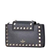 ヴァレンティノ ロックスタッズ チェーン ショルダーバッグ ブラック レザー レディース VALENTINO 【中古】